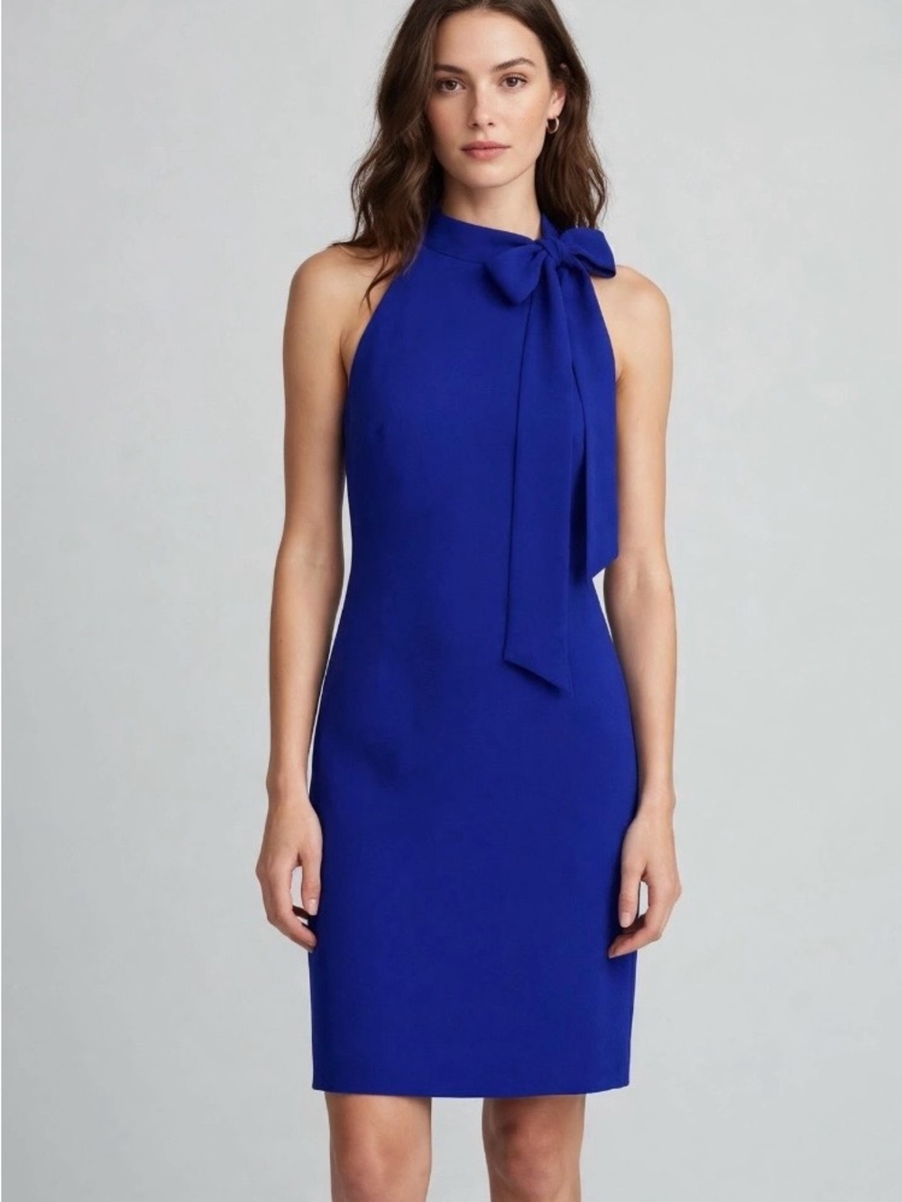 Vince Camuto Sleeveless Bow-Neck Sheath Dress in Royal Blue Size 8